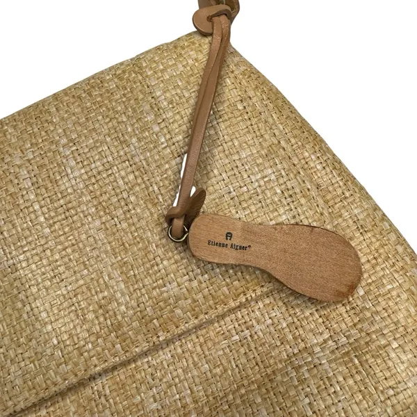 VTG Etienne‎ Aigner Handbag Straw Woven Charm Shoulder Bag Beach Coastal Purse - Image 3