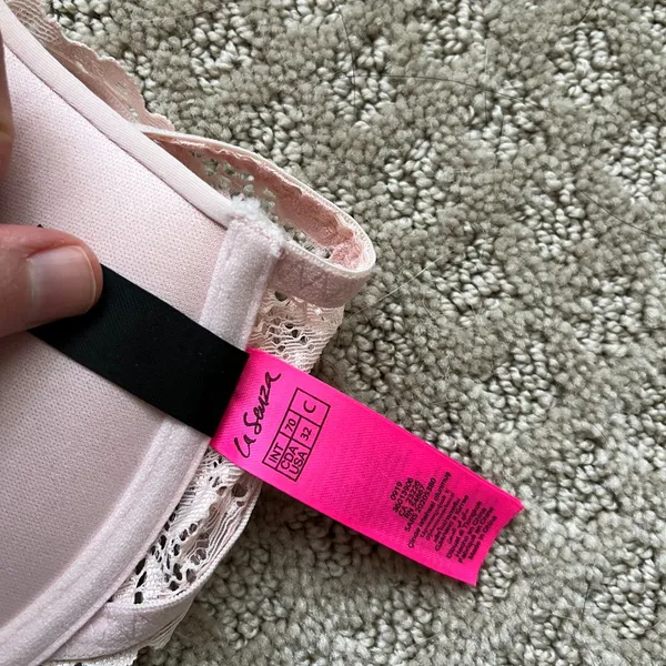 La Senza Bra Light Pink Front Clasp Adjustable Strap Racer Back Underwire 32 C - Image 5