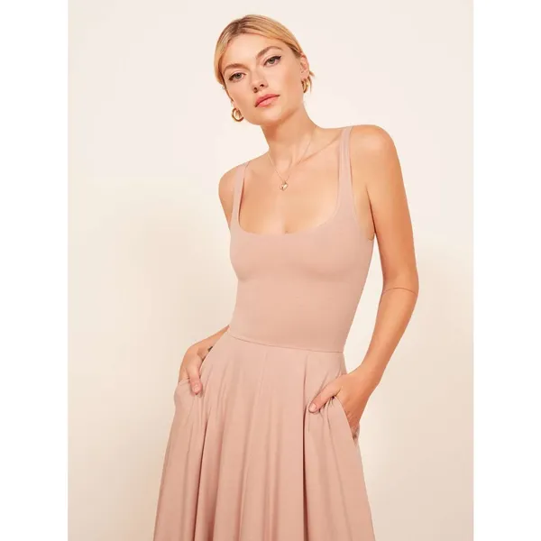 Reformation Rou Knit Dress Midi Blush Pink Size XS - Image 8