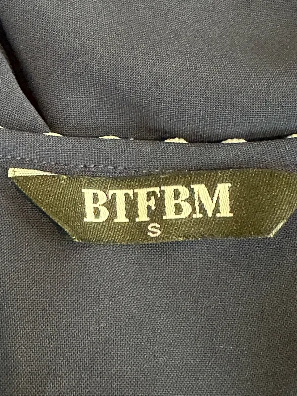 BTFBM Tiered Midi Dress Navy/ White Rick Rack Trim adjustable straps size Small - Image 9