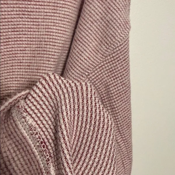 Aerie Red White Waffeknit Oversized Crewneck Pullover Sweatshirt - Image 7