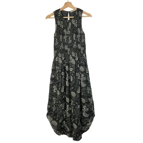 Ulla Johnson‎ Gili Gray & White Floral Smocked Midi Dress 4 - Image 6