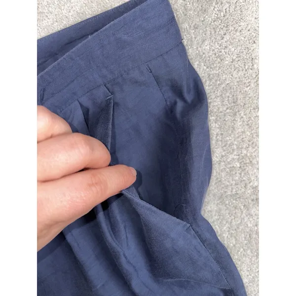 VINCE Pleated Slouchy Cropped Zip Leg‎ Pants Trousers Navy Blue 6 Ankle Zip - Image 11