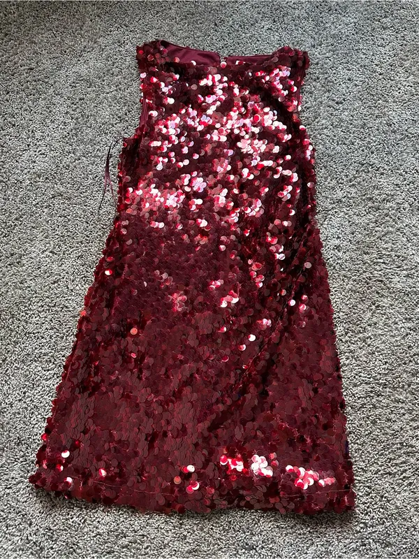 Wayf Burgundy Red Sequin Mini Dress - Image 3