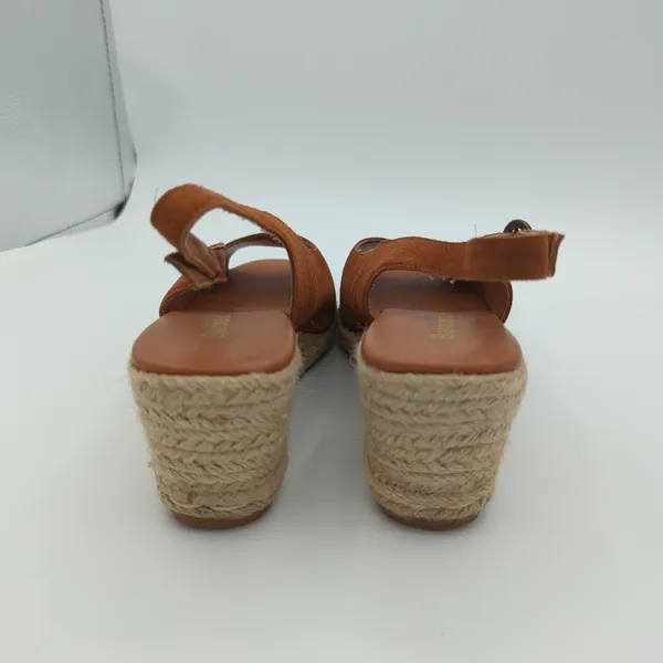 Barbour Nadia Women's Brown Suede Espadrille Wedge‎ Slingback Sandals US 8 UK 6 - Image 4