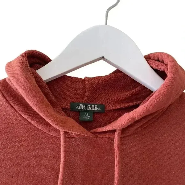 Wild Fable Cropped Boxy Hoodie Loopback Brown Soft Cozy Womens Sweatshirt SZ XS - Image 2
