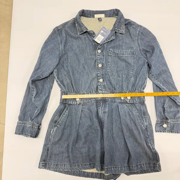 Universal Thread Womens Denim Long Sleeve Romper Dark Wash Blue Size 12 NWT - Image 6