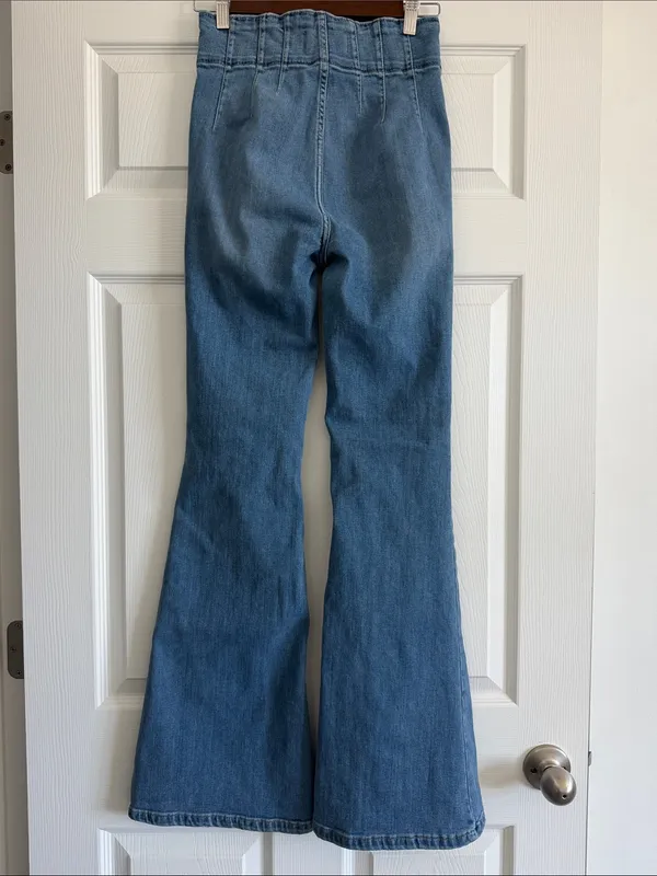 Free People We The Free Jayde Flare Jeans Sunburst Blue Size 27 - Image 3