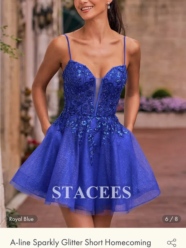 Stacees sparkly glitter A-Line short homecoming dress corset top ballerina - Image 8