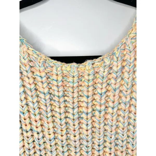 Free People‎ Hoopla Boxy Tank XS Pastel Multicolor Chunky Knit Boho Oversized - Image 11