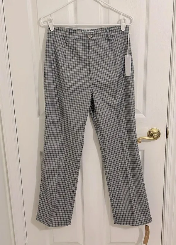 Reformation Franklin Pant Light Blue Check Plaid Print NWT Size 6 - Image 6