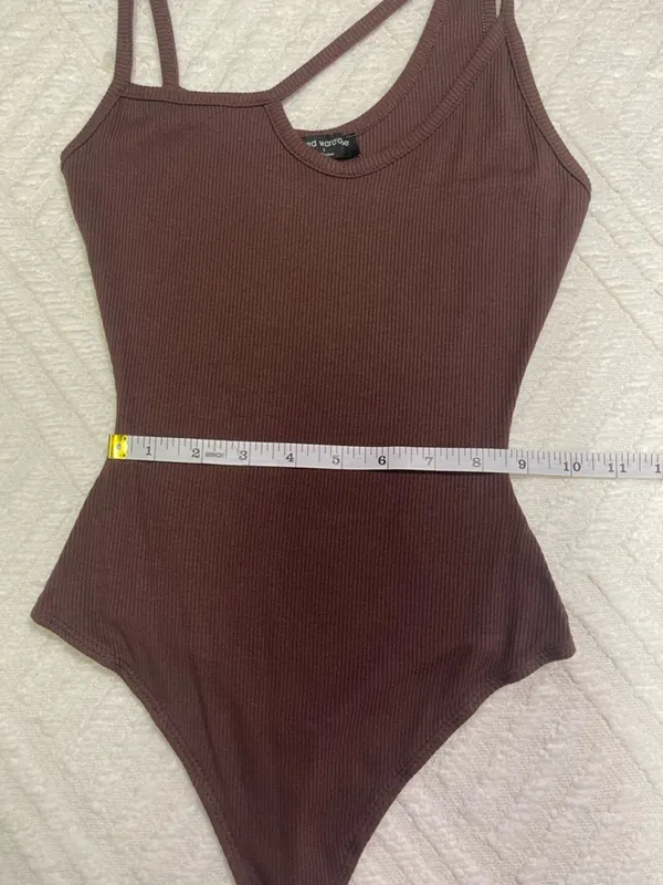 Naked Wardrobe Brown Ribbed Tank Top Bodysuit - Image 11