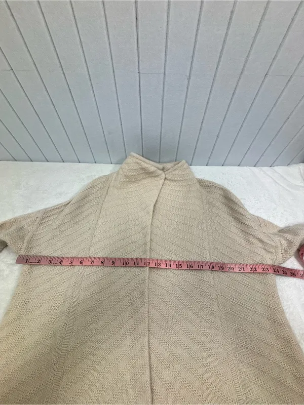 Tahari Cream Open-Front Knit Cardigan Wool Blend Sweater size M - Image 7