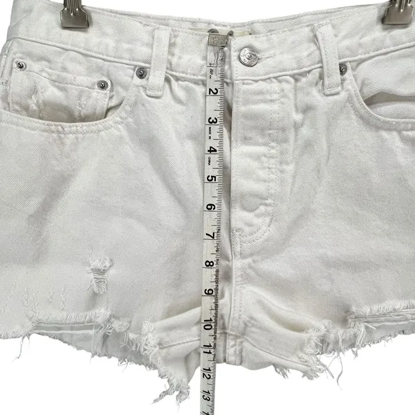 Free People We The Free Jean Shorts 31 Denim Button Fly Distress Cut Offs Beach‎ - Image 9
