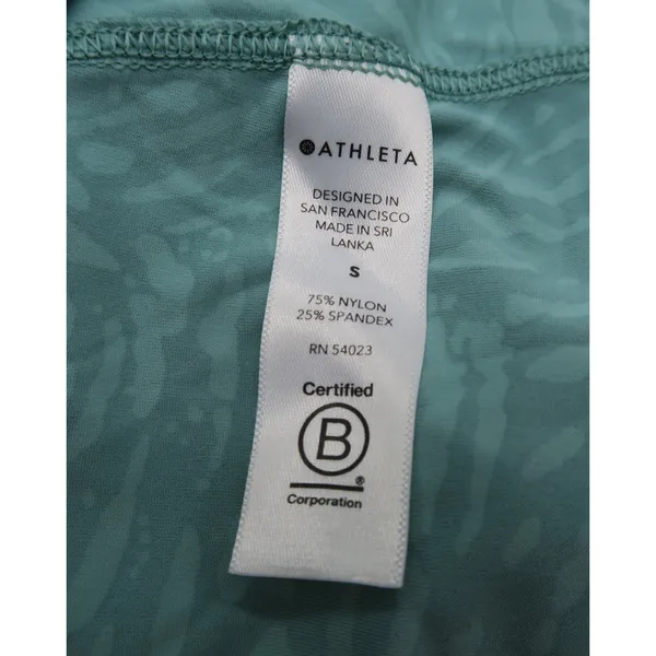 Athleta Racerback Tank Top Teal Green Animal Print Activewear Womens Small‎ - Image 3