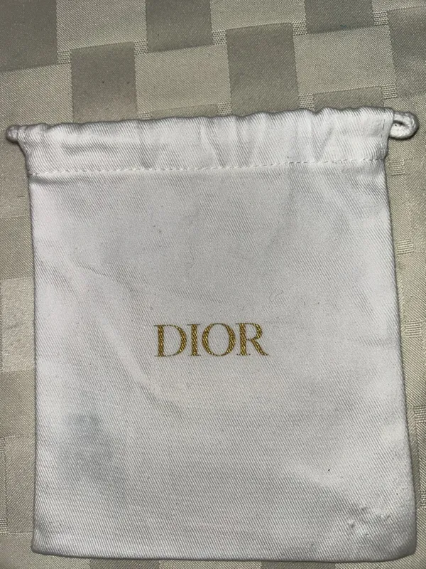 Christian Dior White Drawstring Pouch with Gold Logo - Image 2