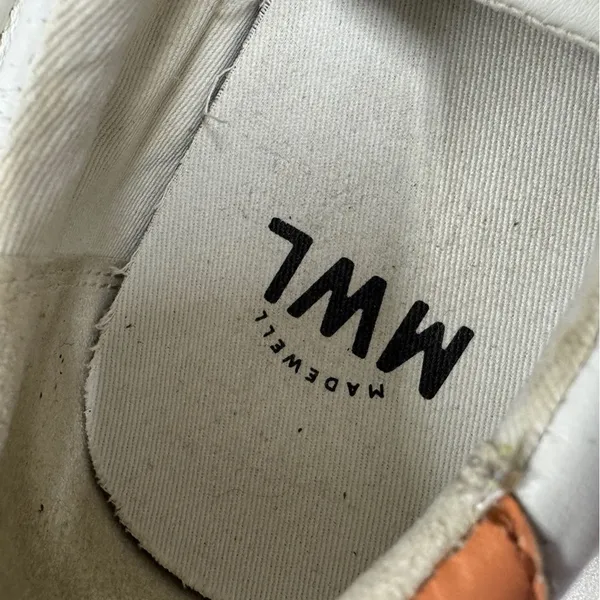 Madewell White Orange Lace Up Sneakers Womens 8 Casual Comfort Shoes Some Wear - Image 2