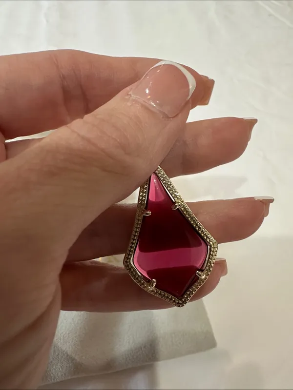 Kendra Scott “Alex” Ruby Red/maroon Drop Earrings with Gold Trim - Image 9