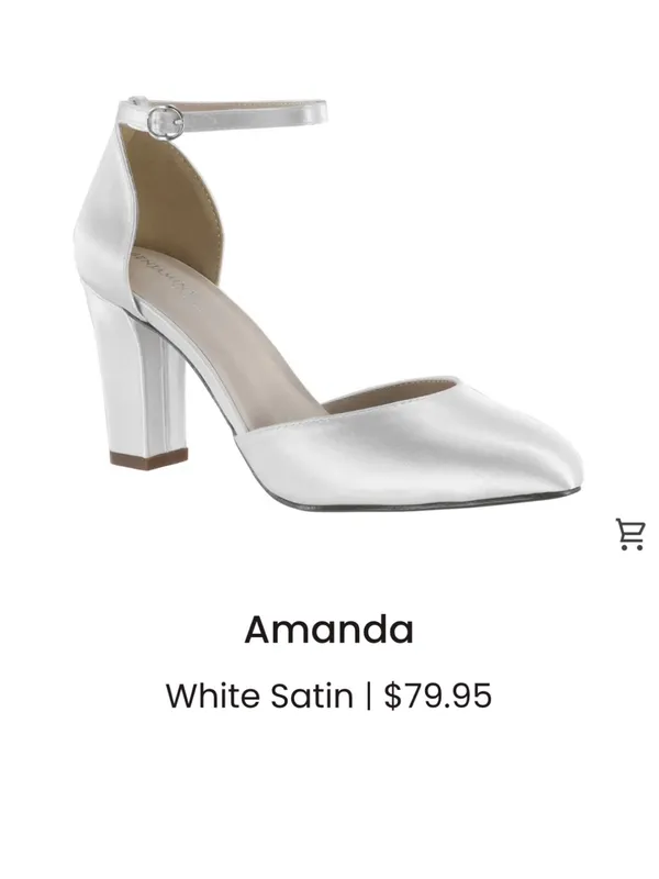 Benjamin Walk Dyeables Amanda Style White Satin Block Heel Closed Toe Pumps - Image 2