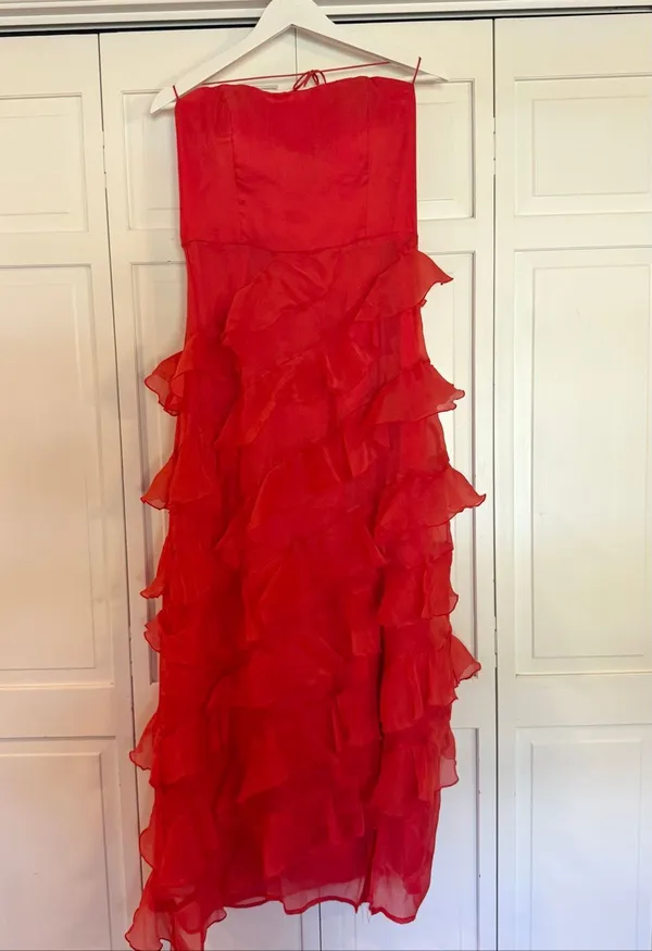 Hutch Lou ruffled tiered square neck halter midi dress - Image 3