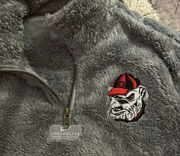 Collegiate Outfitters Georgia Bulldogs collegiate Sherpa side zip Gray Fleece Quarter-Zip Pullover - Image 4