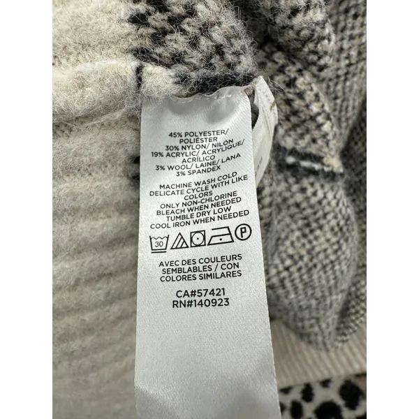 LOFT Leopard‎ Print Cardigan Sweater S Cream Open Front Cozy Knit Preppy Chunky - Image 8