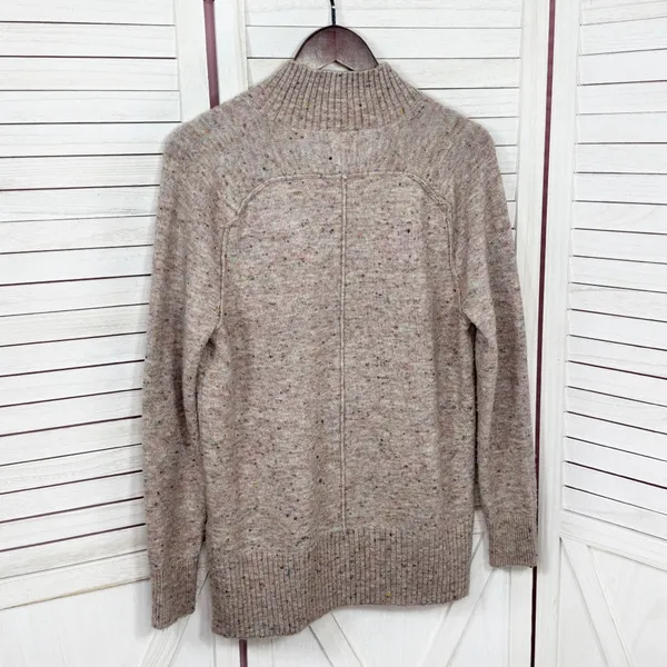 Loft Speckled Mock Neck Space‎ Dyed Tunic Sweater Tan Multi Size Small - Image 8