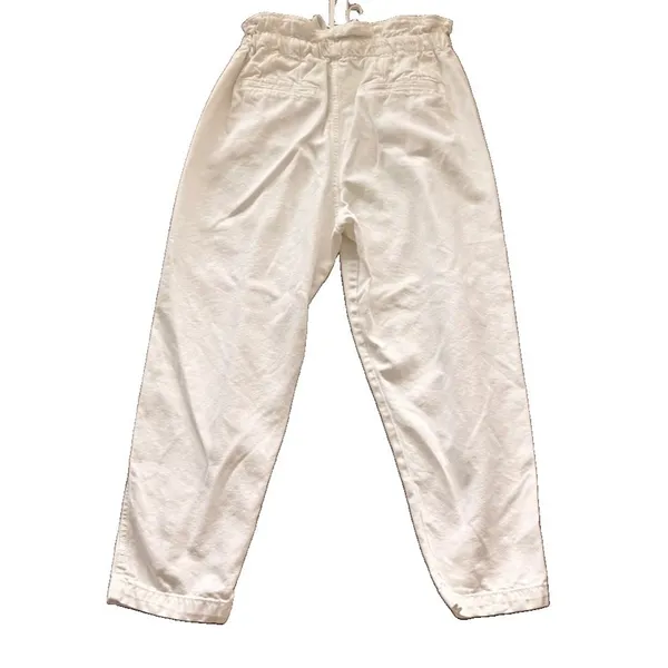 Free People Margate Paperbag Pants Women White High Waisted Trouser Pleated $98 - Image 2
