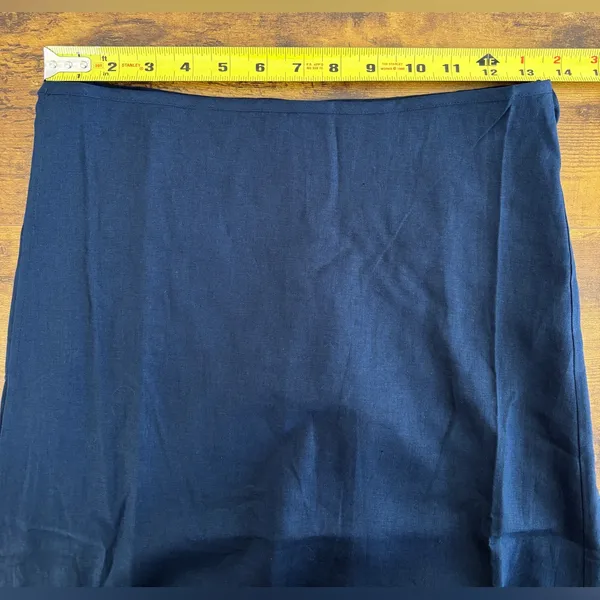 NWT Andie The Wrap Maxi Skirt Women's S/M Navy Blue Tie String Linen Blend - Image 5