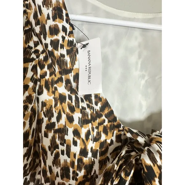 Banana Republic Leopard Print Tie Back Flutter Sleeve Blouse XS New‎ With Tags - Image 7