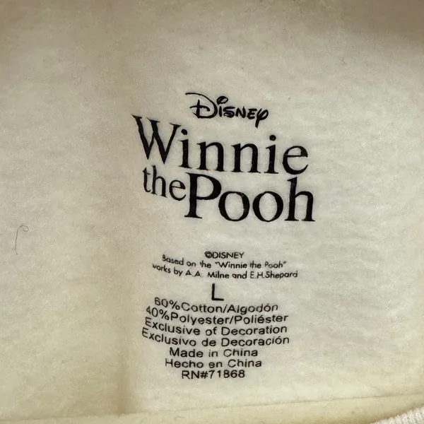 Disney Winnie the Pooh Eeyore Piglet Chenille Patch Sweatshirt Cream Large - Image 6
