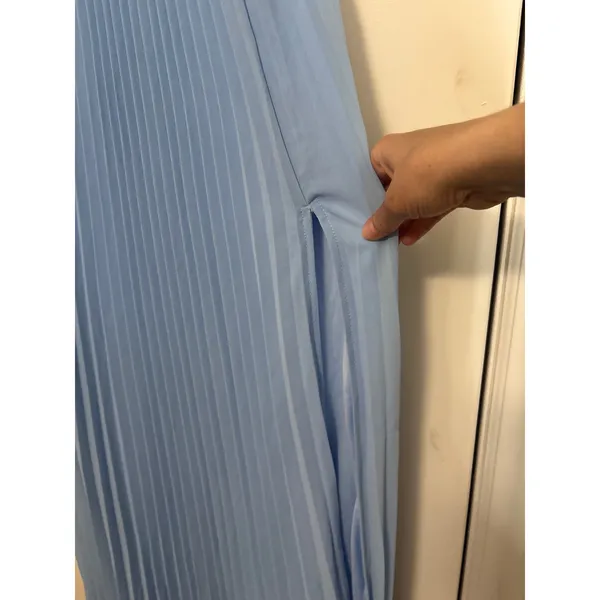 Lulus Pleated Cutout Maxi Dress Womens Medium Light Blue Tie Strap Formal Gown - Image 3