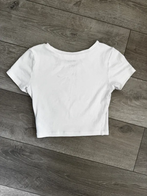 wild fable White Crop Top - Boat Neck Tee - Image 4
