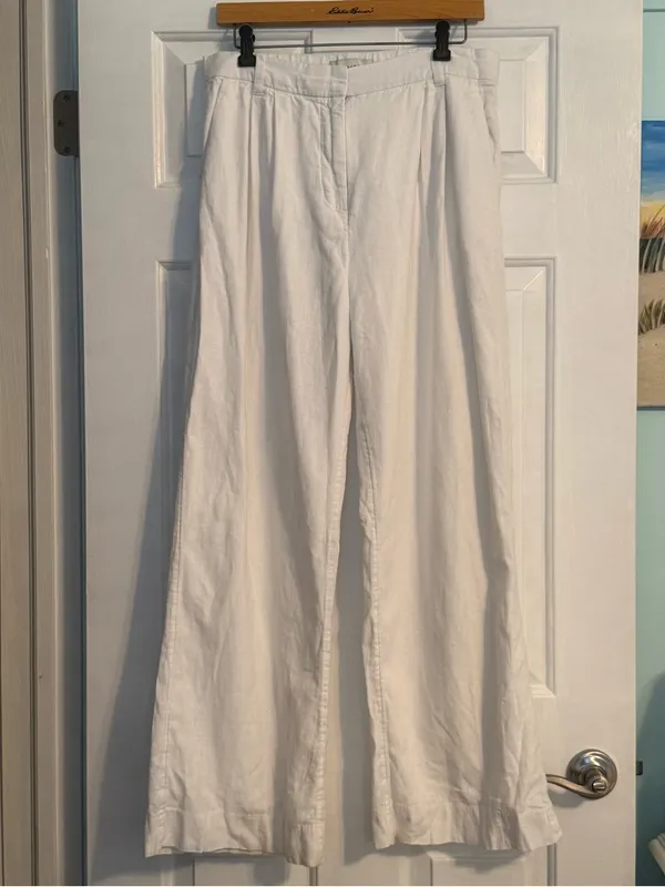 Abercrombie & Fitch Sloane Linen Blend Wide Leg Pants in White - Image 2