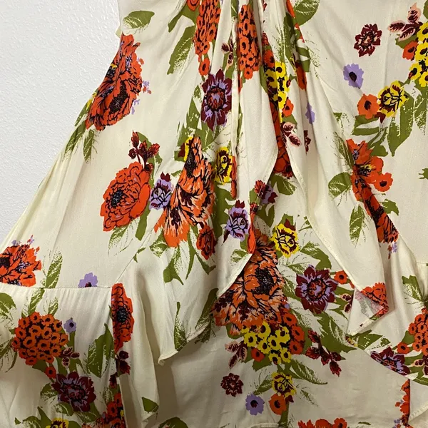 Free People Cream Floral Mini Dress Size M - Image 7