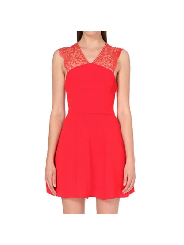 The Kooples Red Crepe Lace Bustier Fit & Flare Dress Womens Size M‎ - Image 6