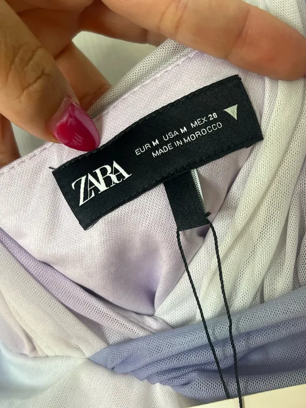 Zara Y2K Mesh Halter Dress Ruched Draped Bodycon Ombre Pastel Cocktail Party Size M - Image 4