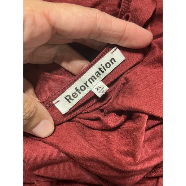 Reformation Coen Dress Burgundy Square Neck Long Sleeve Mini XL - Image 7