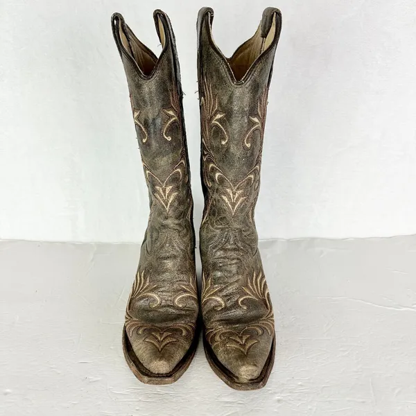 Corral Circle G Filigree Distressed Leather Western Boots Size 6.5 Embroidered - Image 4