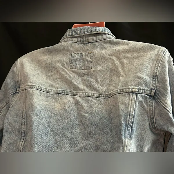 Forever 21 Los Angeles Women’s Distressed Frayed Crop Denim Jean Jacket LG - Image 10