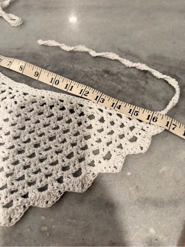 Handmade Crochet Bandana Head Scarf Cotton Boho Triangle Wrap Fest Cottagecore - Image 3