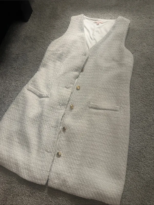 Bebop cream tweed vest mini dress with gold buttons size XL - Image 3