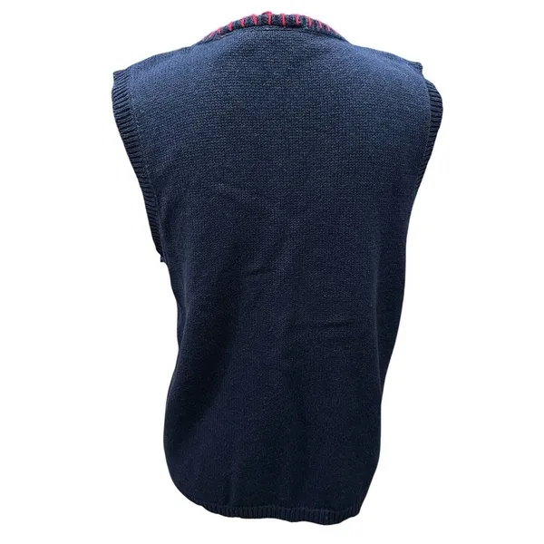 Vintage Capacity‎ Sweater Vest Medium Christmas Snowman Holiday Blue - Image 5
