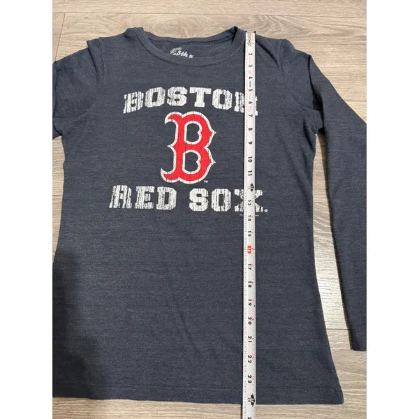 5th & Ocean Boston Red Sox Long Sleeve Graphic Tee XL Slim Fit Charcoal Gray Womens Baseball - Image 5