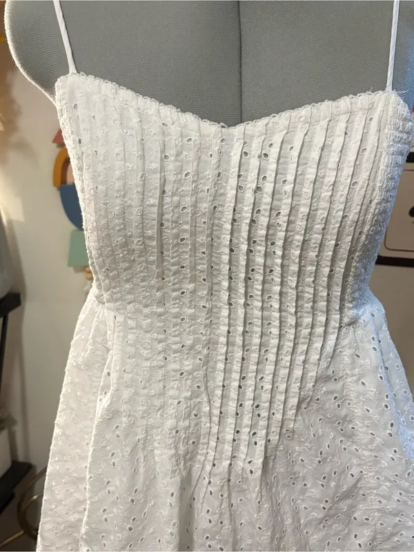 Aerie White Eyelet Smocked Mini Dress XS - Image 2