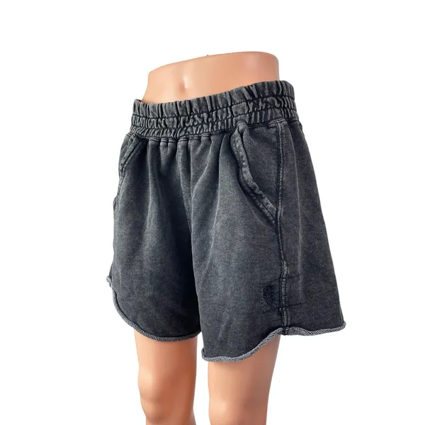 Free People Women's Black High Waisted Pull On A Line Denim Jean Shorts Size M - Image 3