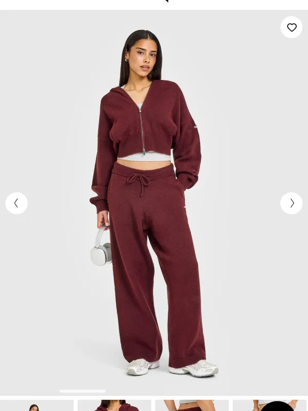 Oner Active Women's knit Crewneck Sweater & Jogger Set rosewood - Image 4