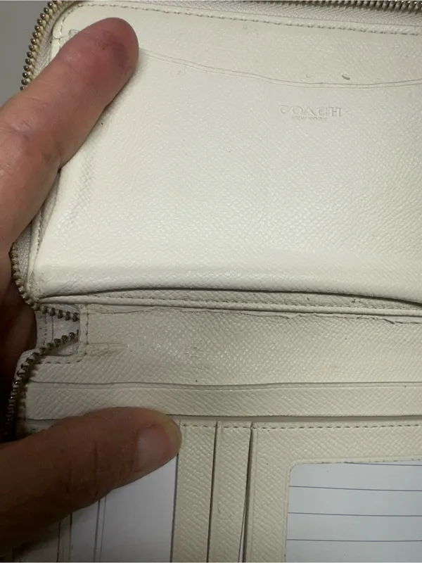 Coach Beige Signature Canvas Zip Wristlet with Leather Trim - Image 8