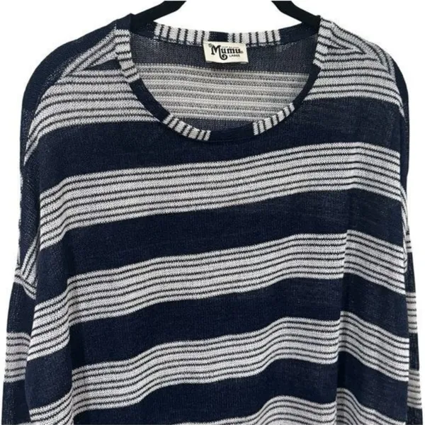 Show Me Your MuMu Stripe Lightweight Knit Long Sleeve Coastal Lagenlook Boho L‎ - Image 3