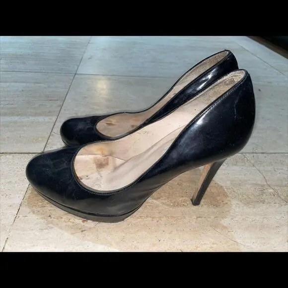 LK Bennett Shilo‎ Black Patent Round Toe Pump Heels Women's Size 39 - Image 3